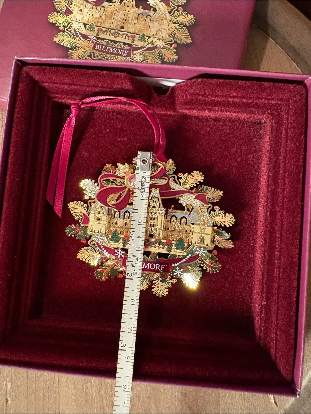 Christmas at Biltmore 2023 Limited Edition Ornament, Burgundy/Gold, Original Box
